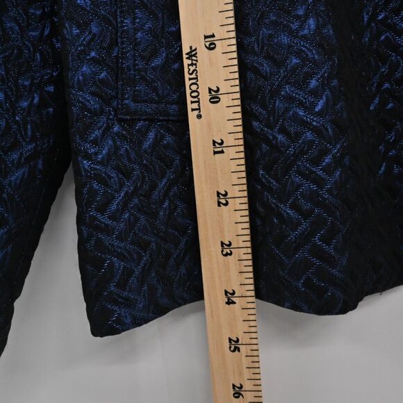JONES NEW YORK Jacket Womens Sz S Blue Metallic Quilted Herringbone Button Front - Picture 10 of 13